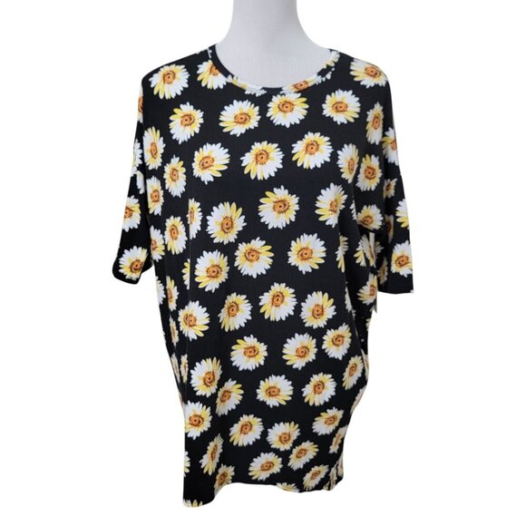 LuLaRoe Size XS Black with Daisy Pattern "IRMA" Tunic Top, NEW with Tag - Picture 1 of 13